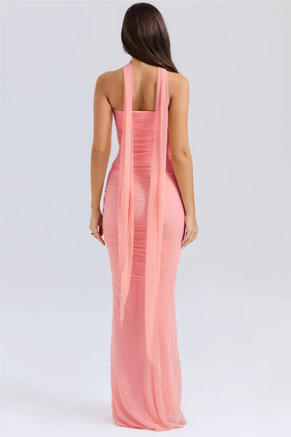 Wine Red Strapless Crop Top and Maxi Dress Set