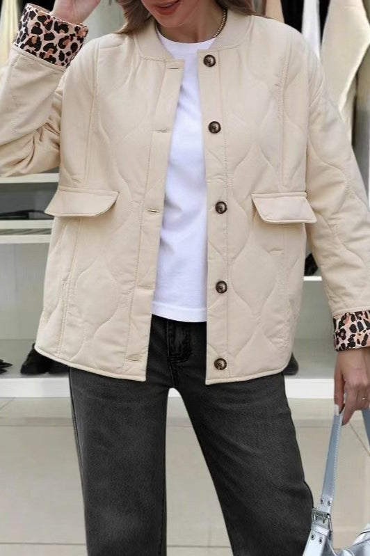 Patchwork Leopard Print Relaxed Jacket