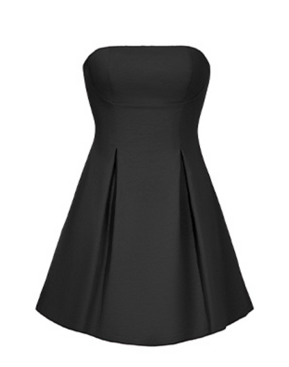 Strapless Sweetheart Pleated Bubble Hem Structured Mini Dress