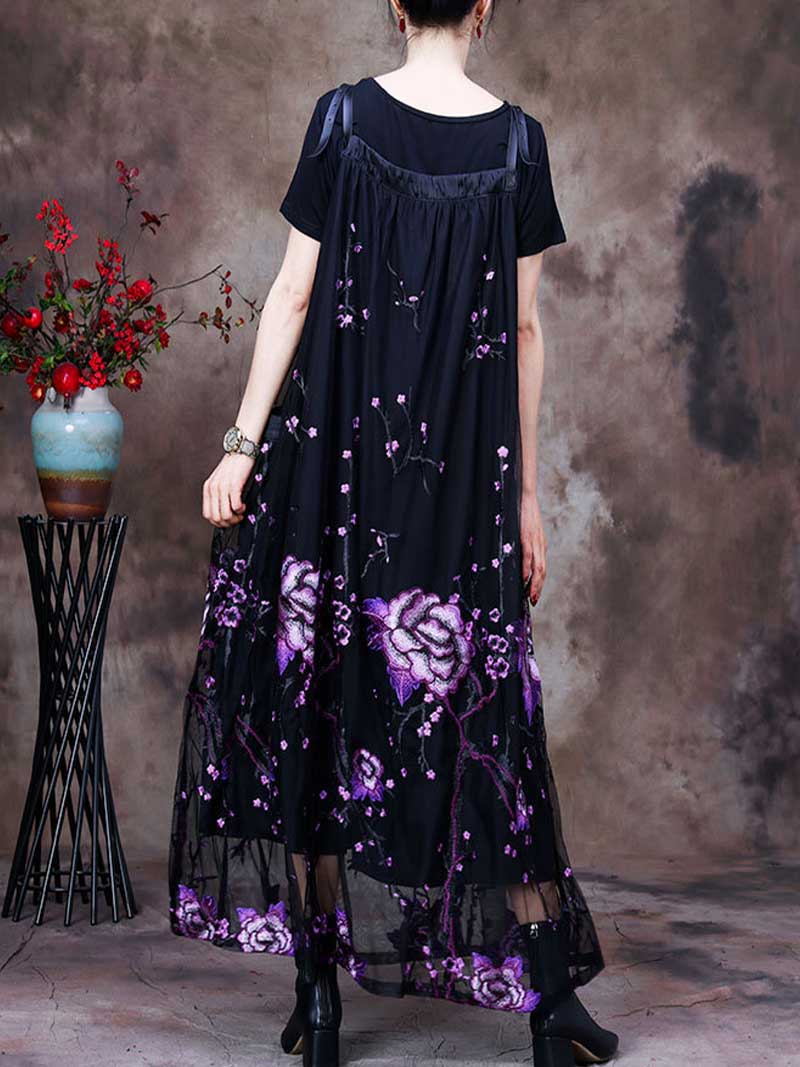 Square Neck Wide Strap Floral Print Maxi Salopette Dress