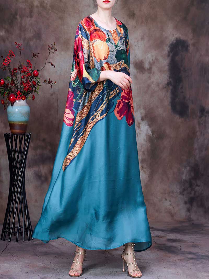 Spaghetti Strap Abstract Print Maxi Dress