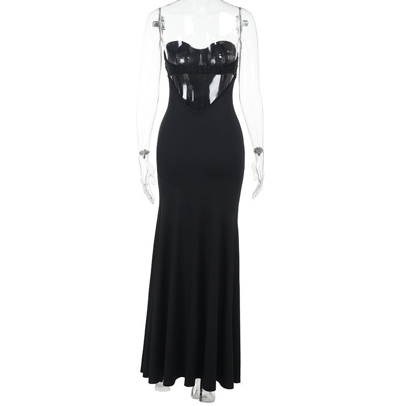 Strapless Sweetheart Twist Knot Ruched Mermaid Bandage Maxi Gown