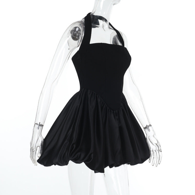 Halter Neck Corset Bubble Hem Mini Dress