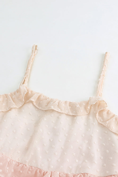 Spaghetti Strap Swiss Dot Tiered Ruffle Mini Dress