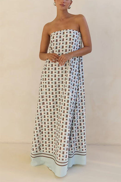 Strapless Color Block Loose Fit Maxi Dress