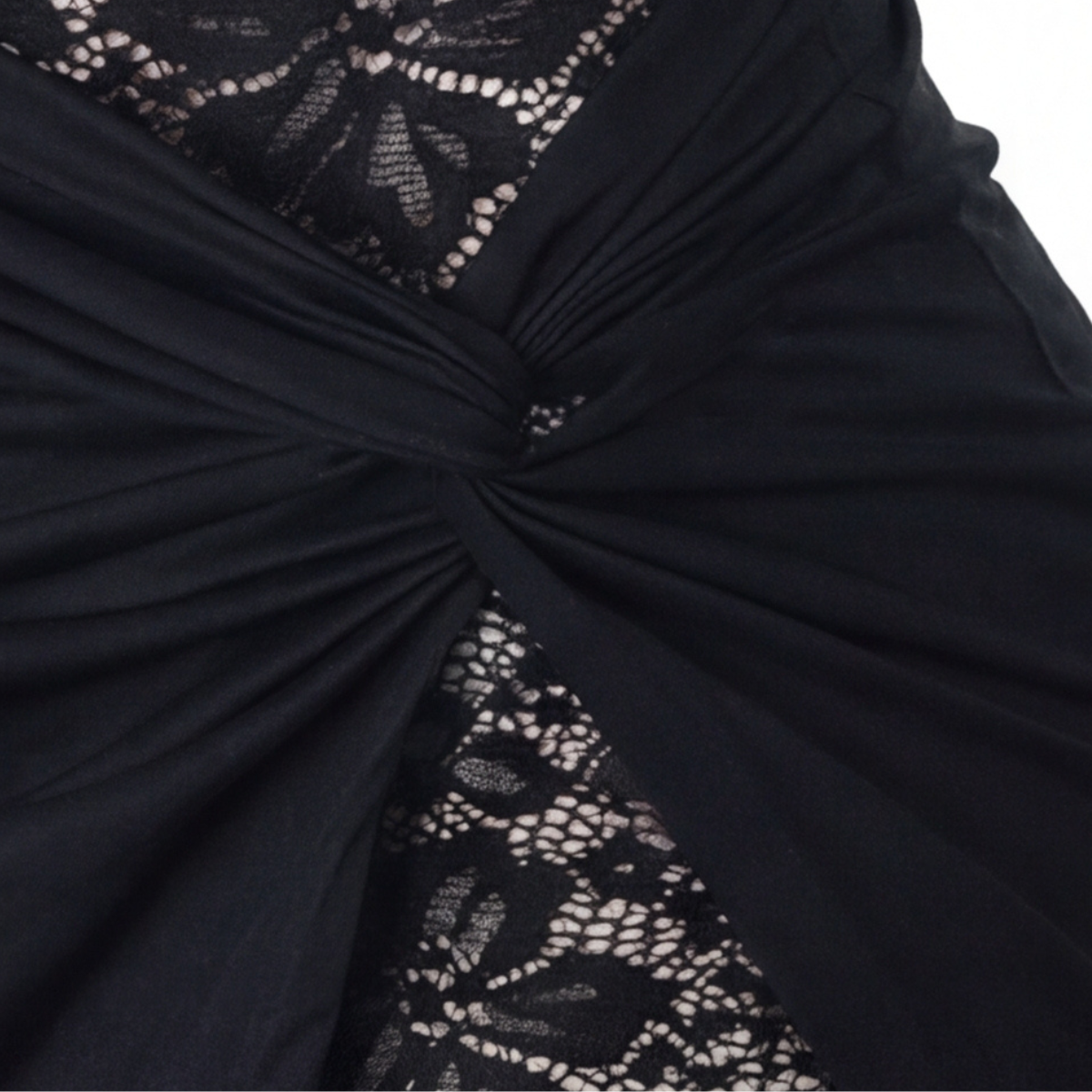 Lace Bodycon Mini Dress with Wrap Skirt Detail