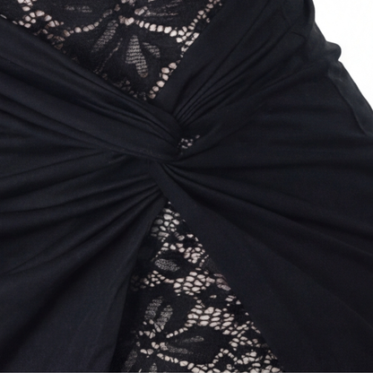 Lace Bodycon Mini Dress with Wrap Skirt Detail