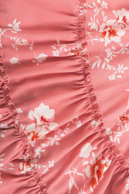 Sweetheart Neck Tie Front Spaghetti Strap Tiered Floral Ruffle Mini Dress