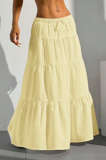 Tiered Drawstring Maxi Skirt