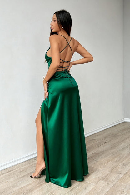 Elegant Strapless Slip Maxi Silk Dress