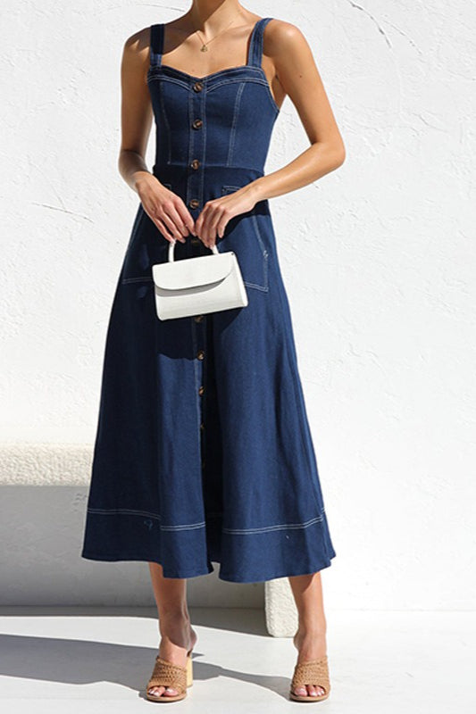 Casual Button-Up Denim Dress