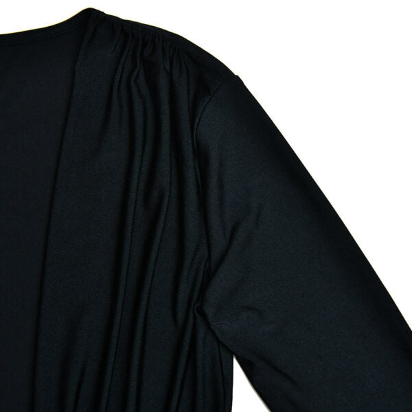 Plunging V Neck Long Sleeve Knot Front High Slit Maxi Dress