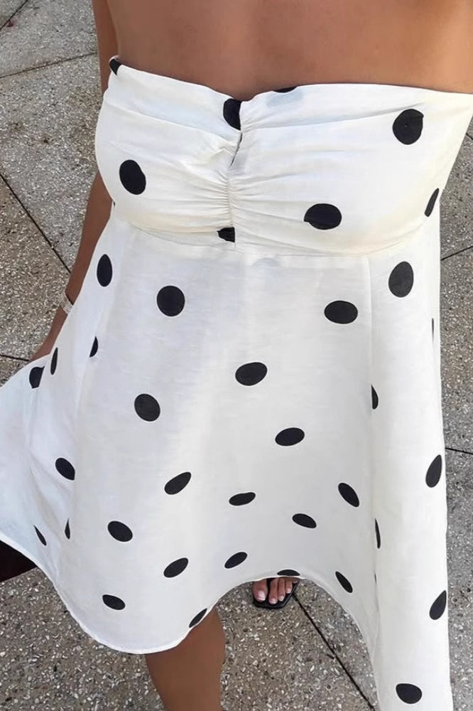 Fashionable Polka Dot Strapless Mini Dress