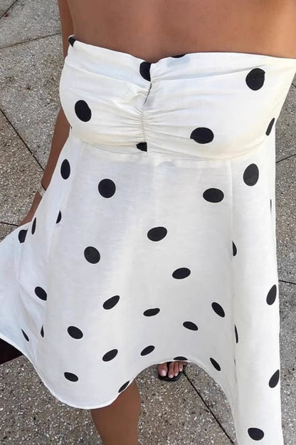 Fashionable Polka Dot Strapless Mini Dress