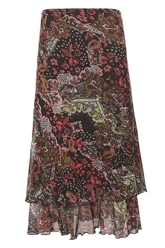 Paisley Low Waist Mermaid Midi Skirt