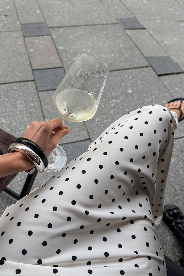 Polka-Dot Lace-Trim Maxi Skirt