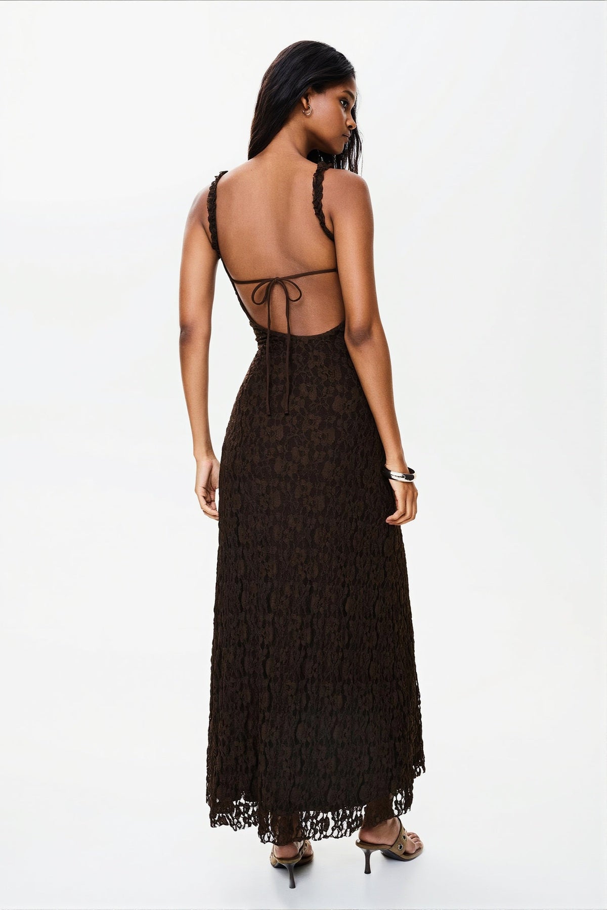Elegant Lace Backless Maxi Dress
