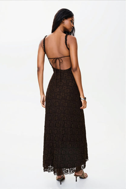 Elegant Lace Backless Maxi Dress