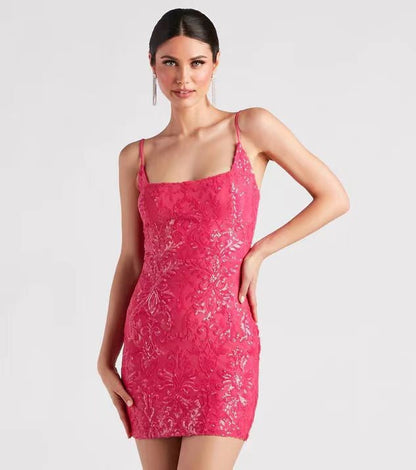 Leila Sequin Stylish Bodycon Mini Dress