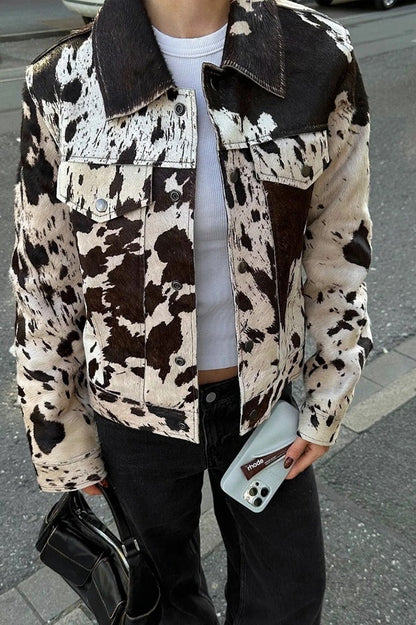 Vintage Print Long Sleeve Shirt Coat