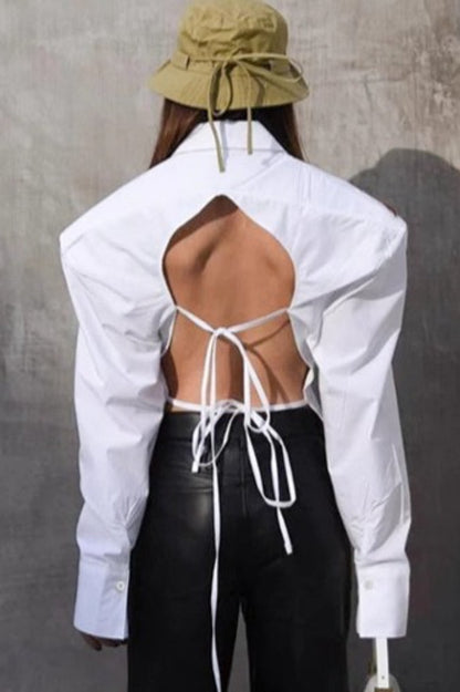 Cutout Back Vintage Blouse