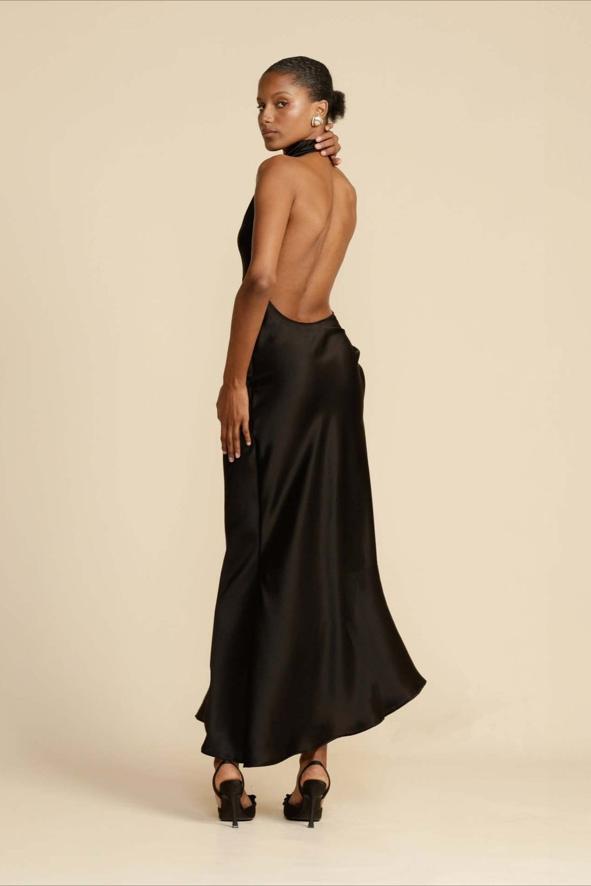 Elegant Satin Slit Backless Party Dress