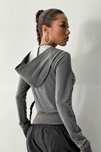 Stud Detail Fitted Zip Hoodie
