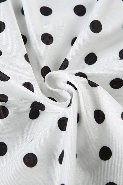 Polka Dot Contrast V Neck Sleeveless Crop Top