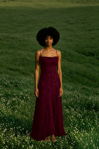Spaghetti Strap Square Neck Floral Lace A-Line Floor Length Gown
