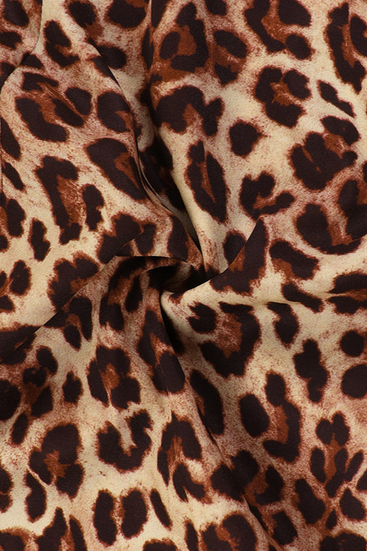 Leopard Print Halter Backless Bodycon Maxi Dress