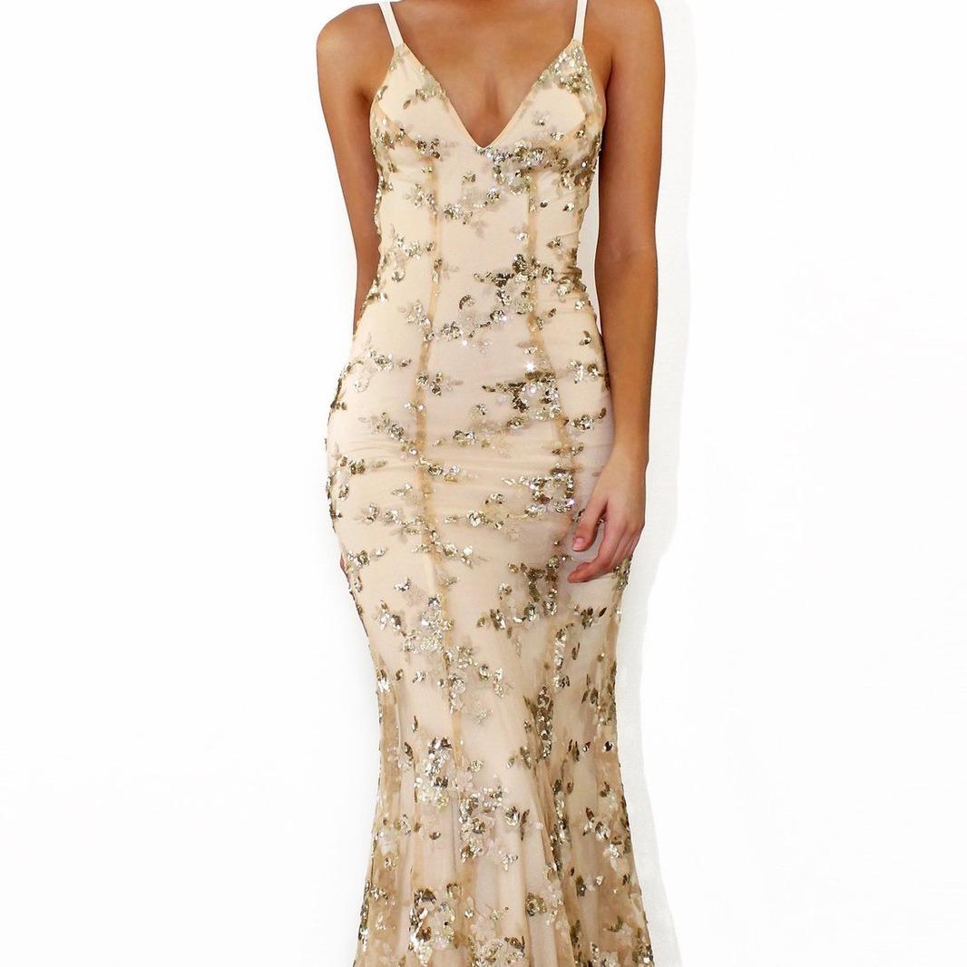 Sequin Spaghetti Strap Deep V Neck Bodycon Maxi Dress