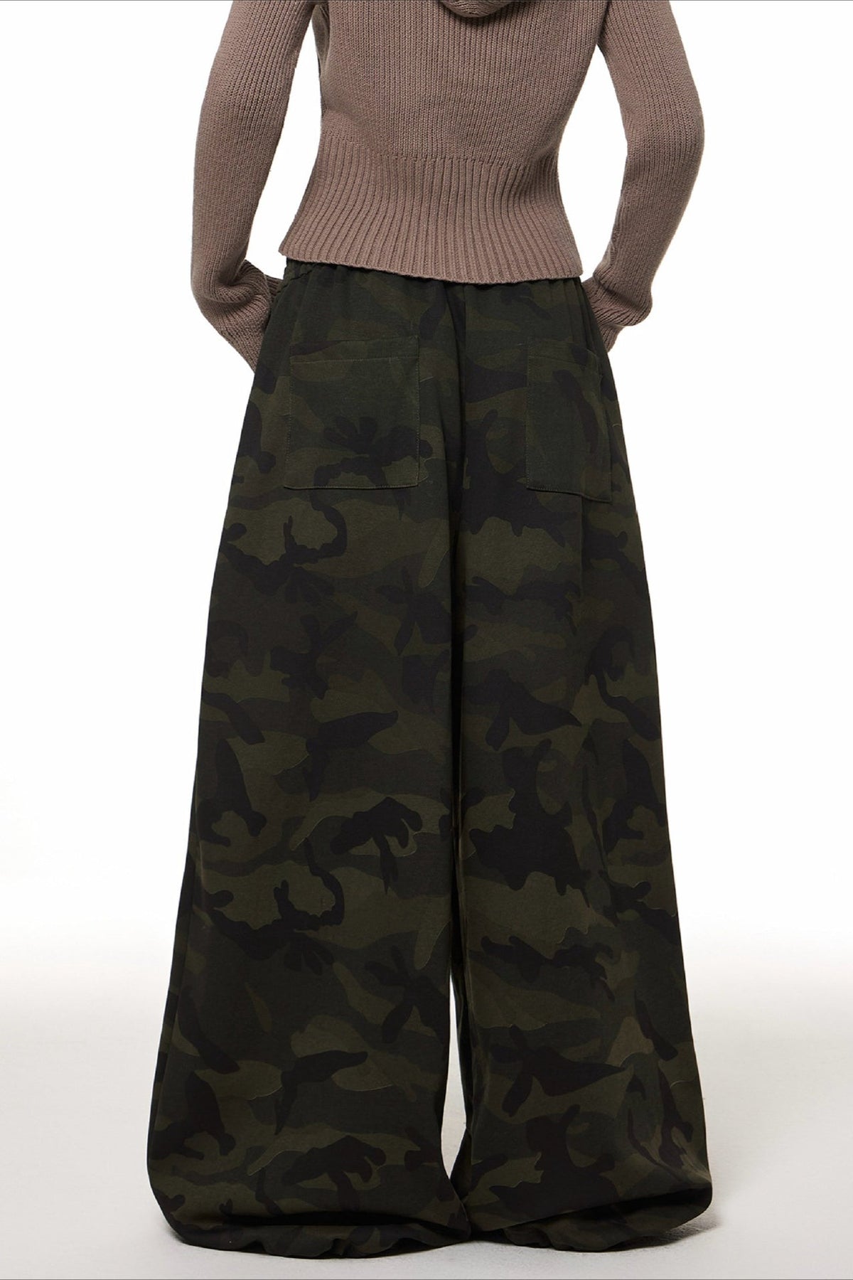 Number Print Camo Wide Leg Pants