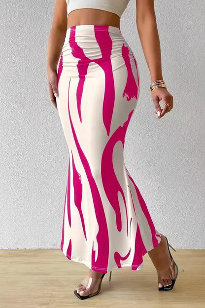 Zebra Print Fishtail Pencil Skirt