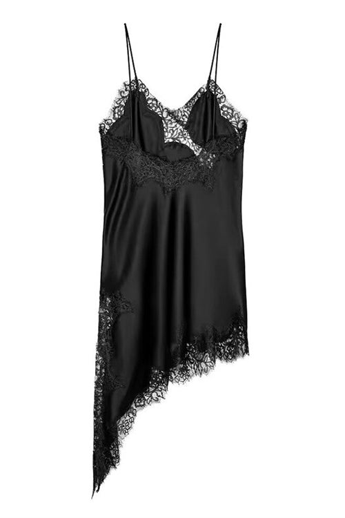 Spaghetti Strap Lace V Neck Irregular Hem Mini Dress