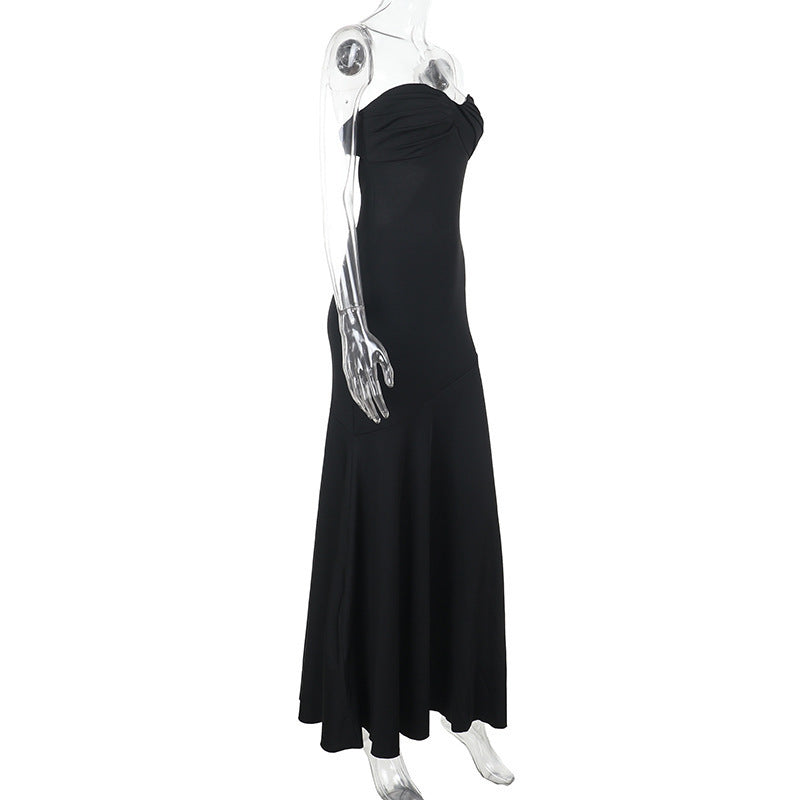 Strapless Sweetheart Twist Knot Ruched Mermaid Bandage Maxi Gown