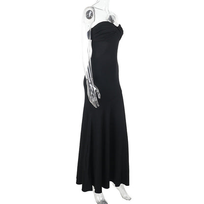 Strapless Sweetheart Twist Knot Ruched Mermaid Bandage Maxi Gown