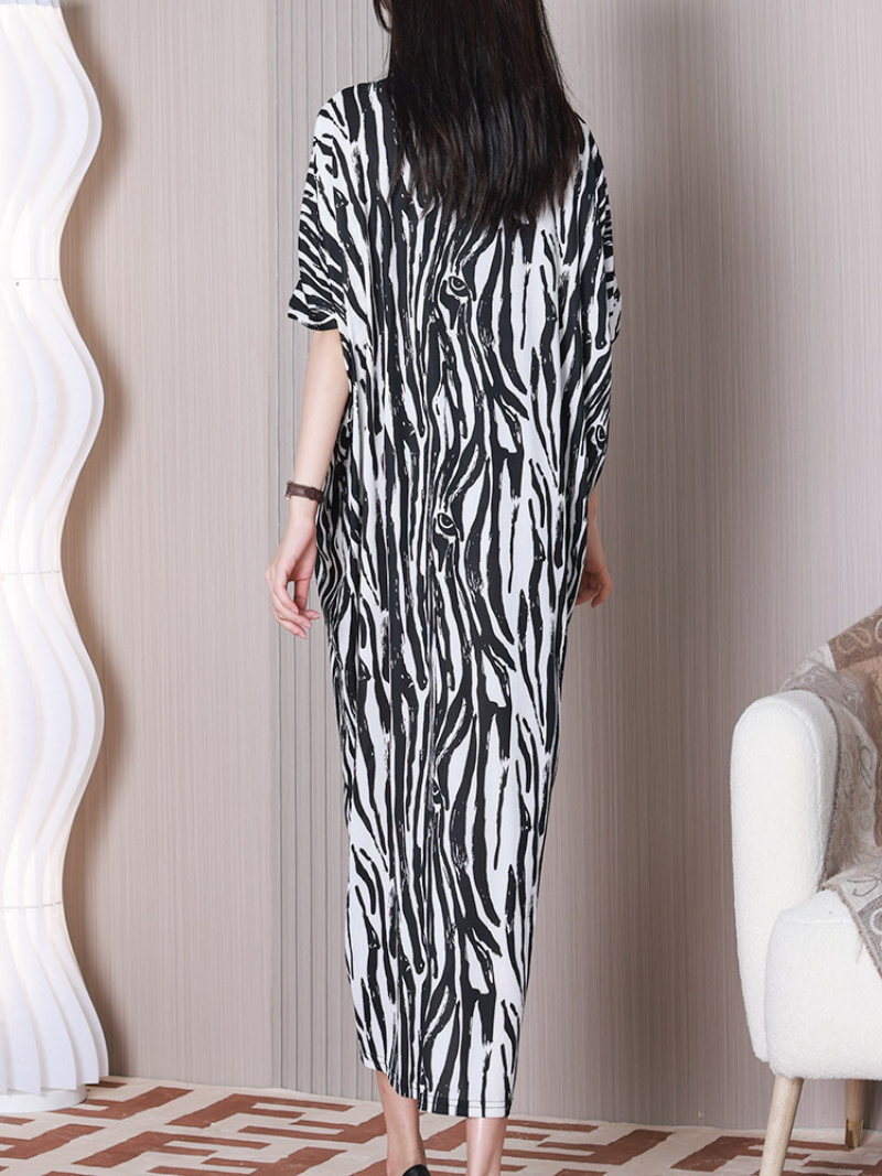 Round Neck Loose Shift Midi Dress