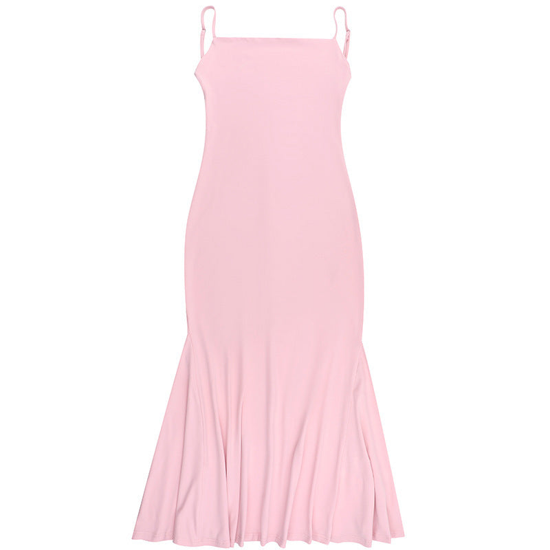 Spaghetti Strap Square Neck Bodycon Floor Length Column Maxi Dress