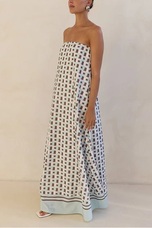Strapless Color Block Loose Fit Maxi Dress