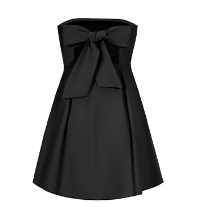 Strapless Sweetheart Pleated Bubble Hem Structured Mini Dress