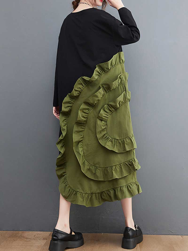 Off Shoulder Tiered Ruffle A-Line Midi Dress