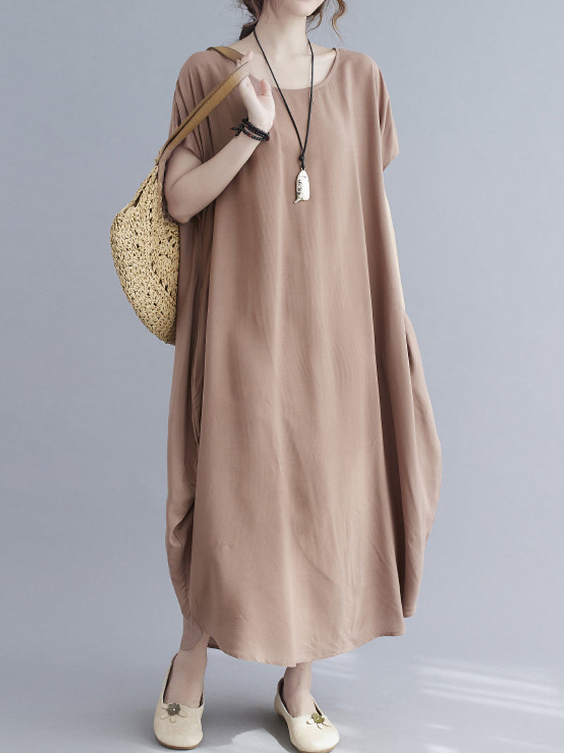 Square Neck Cap Sleeve Rib Knit Midi Dress
