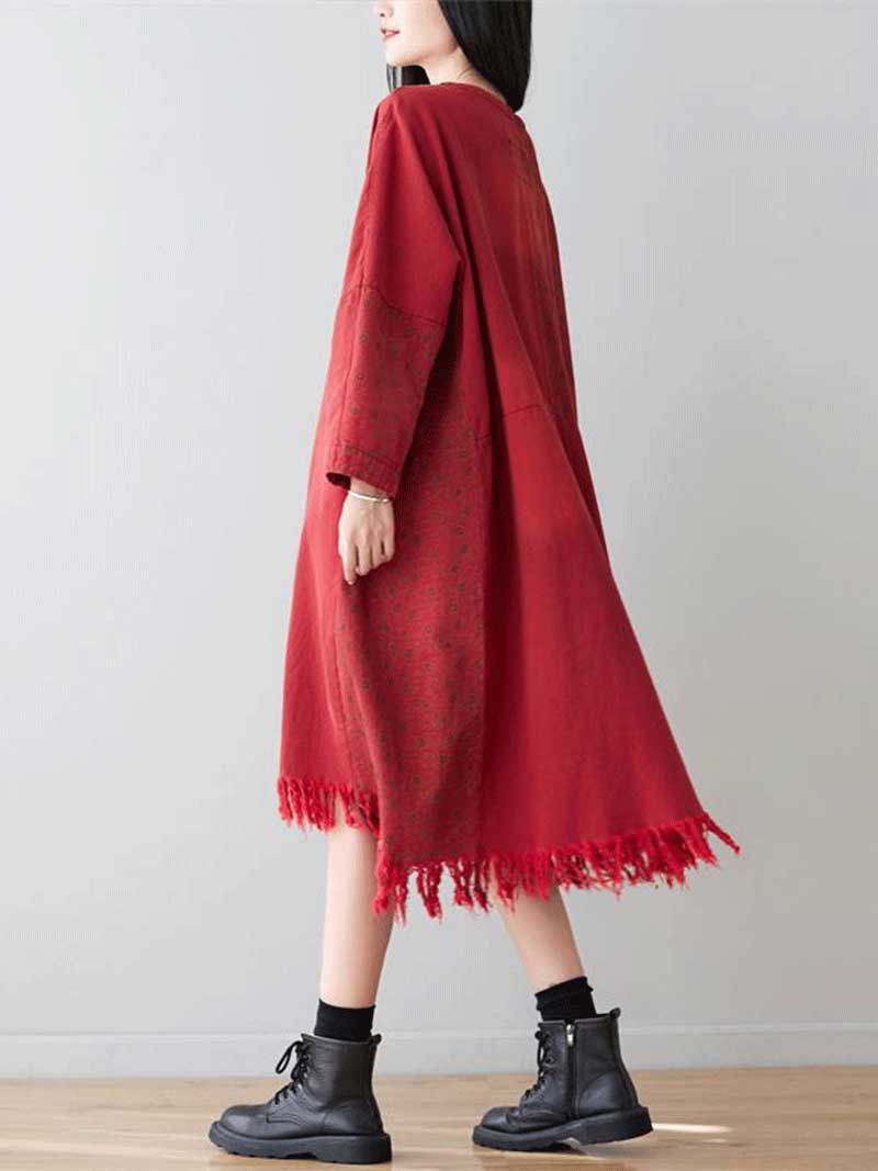 Square Neck Denim Patchwork Pocket Midi Dress