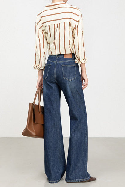 High Waist Four Way Stretch Flare Denim Jeans