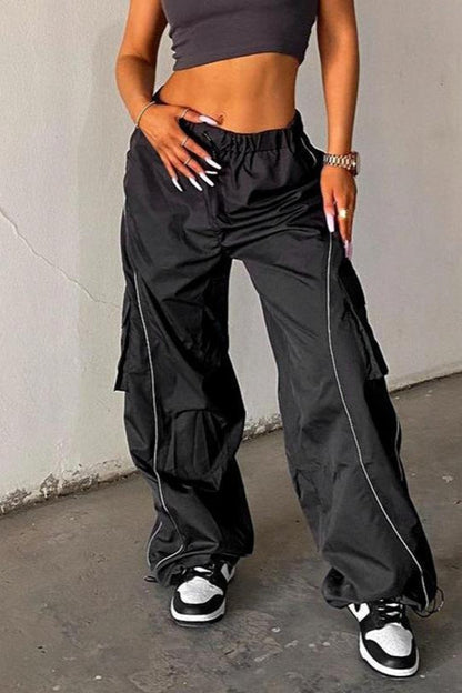 Vintage Street Straight Wide Leg Casual Cargo Pants