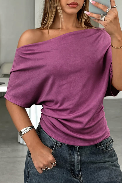 One Shoulder Ruched Waist T-Shirt