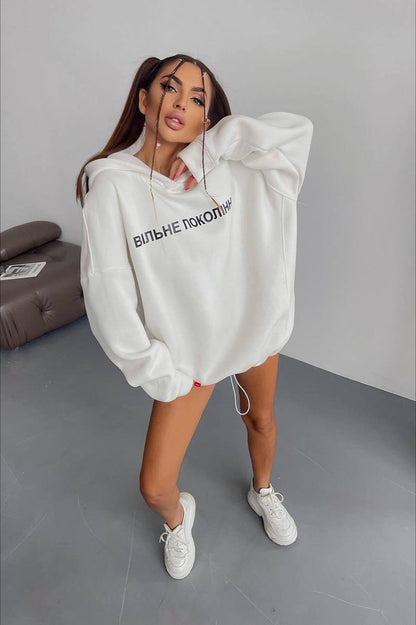Oversized Long Sleeve Letter Print Hoodie