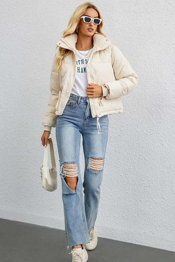 Short Stand Collar Puffer Coat