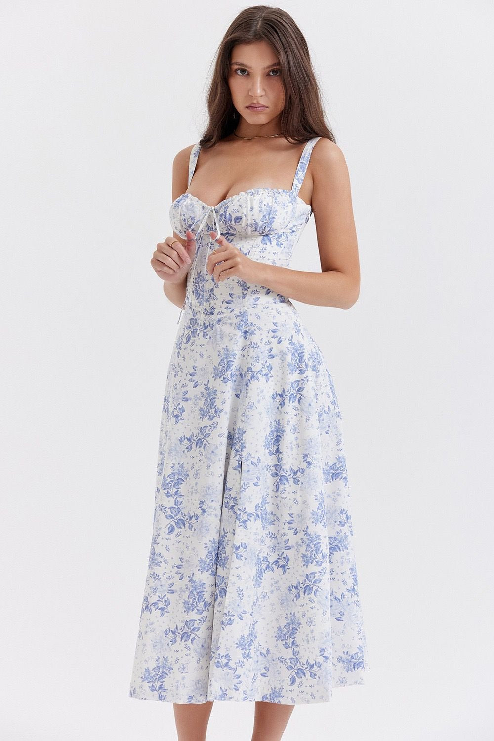Spaghetti Strap Slit Floral Dress