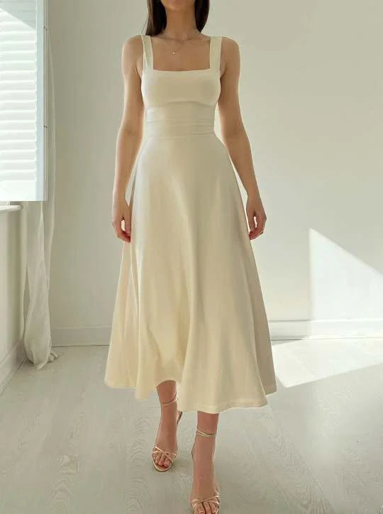 Scoop Neck Wide Strap Fit and Flare Maxi Dress